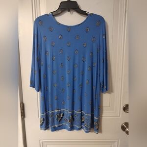 J. Jill Blue Printed Tunic with Border Motif